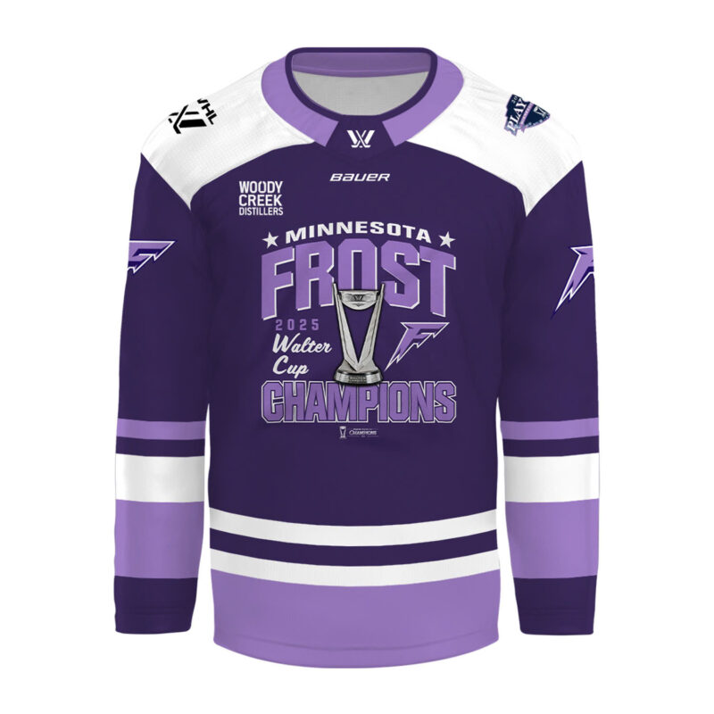 Special PWHL Walter Cup Champions 2025 Minnesota Frost Hockey Jersey Custom - Image 2