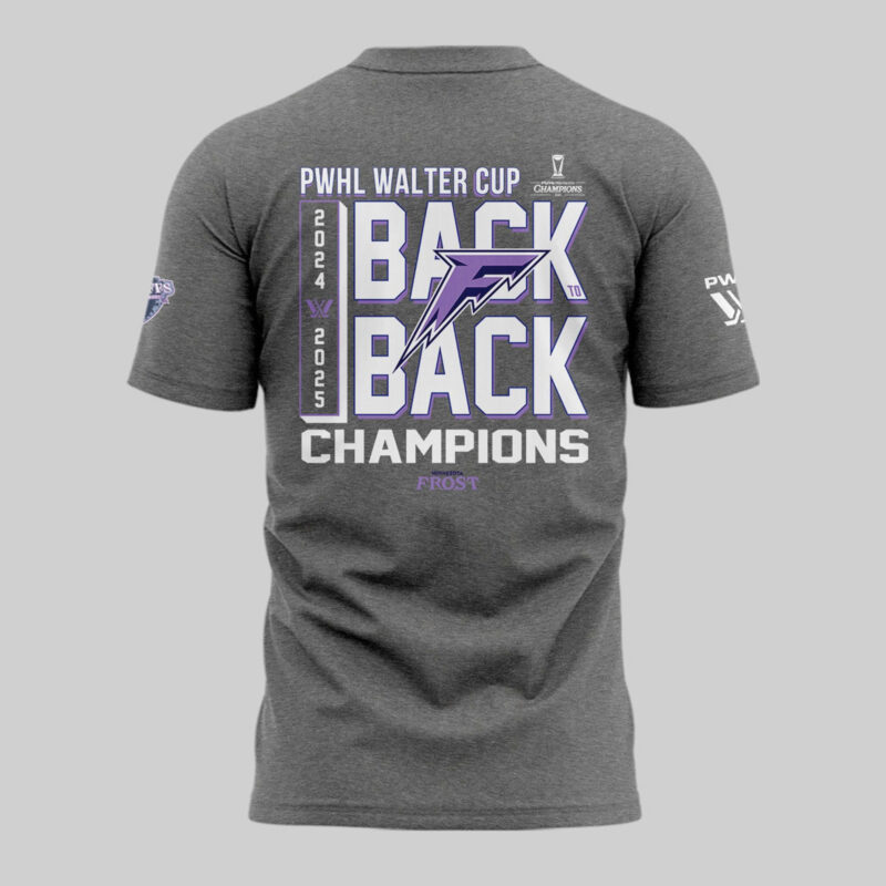 Special PWHL Walter Cup Champions 2025 Minnesota Frost T-Shirt - Image 3