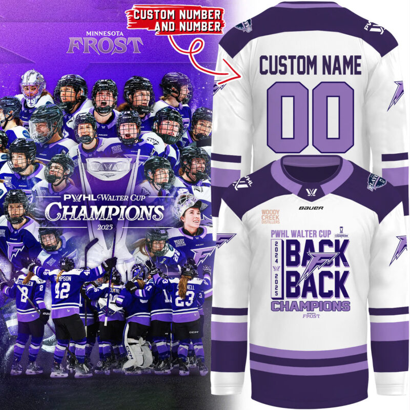 Special New Stadium Back-To-Back Champions 2025 White Hockey Jersey Custom