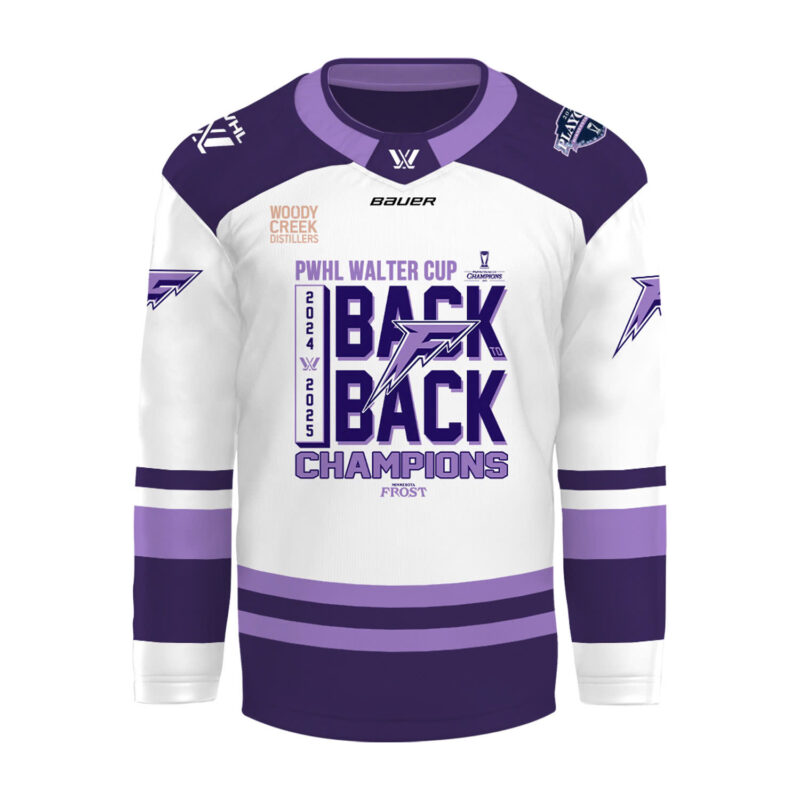 Special New Stadium Back-To-Back Champions 2025 White Hockey Jersey Custom - Image 2