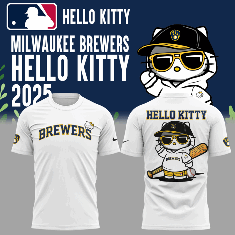 Limited Edition Milwaukee Brewers x Hello Kitty Night Tshirt 2025