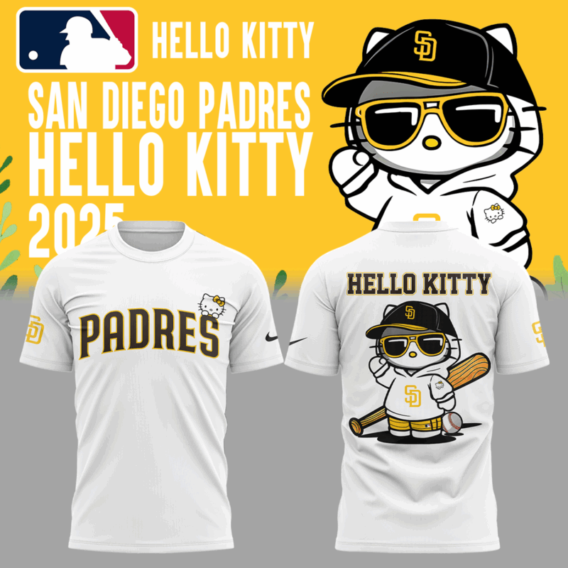 Limited Edition San Diego Padres x Hello Kitty Night Tshirt 2025