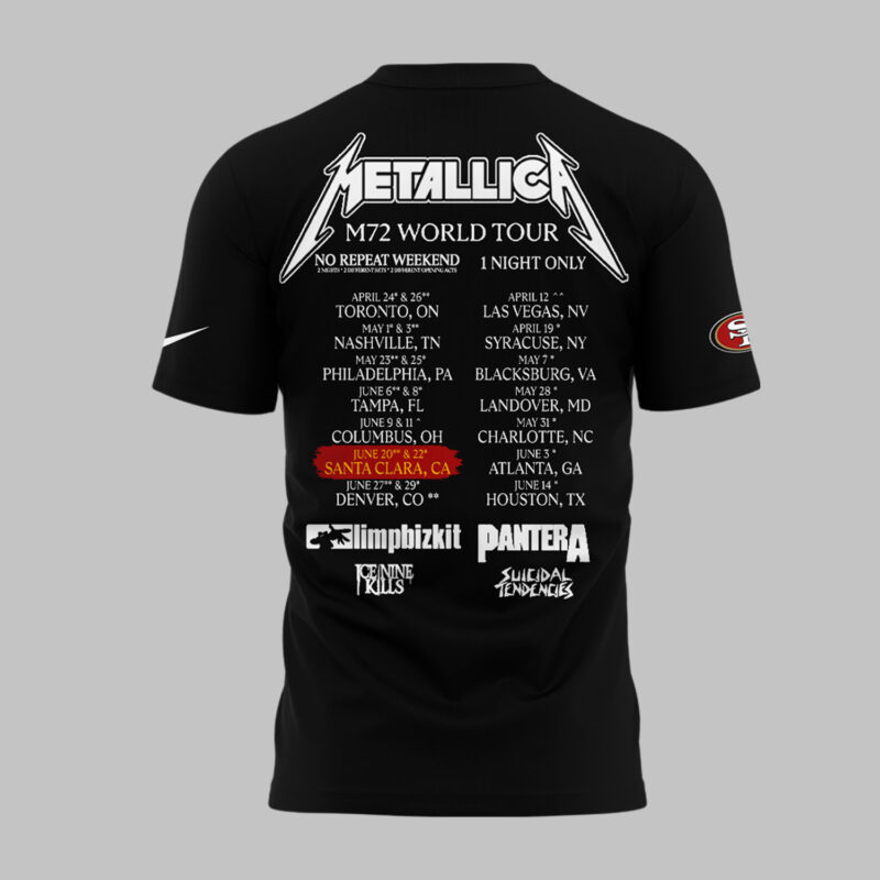 Exclusive Versio M72 World Tour x San Francisco 49ers Black Tshirt 2025 - Image 3