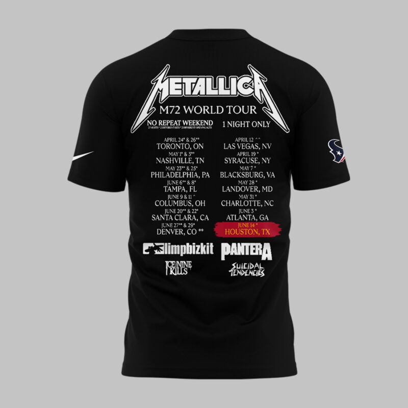 Exclusive Versio M72 World Tour x Houston Texans Black Tshirt 2025 - Image 3