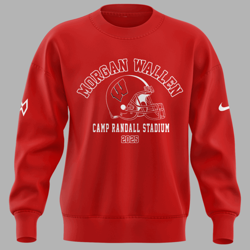 Exclusive Versio Morgan Wallen x Wisconsin Football Red Sweat 2025 - Image 2