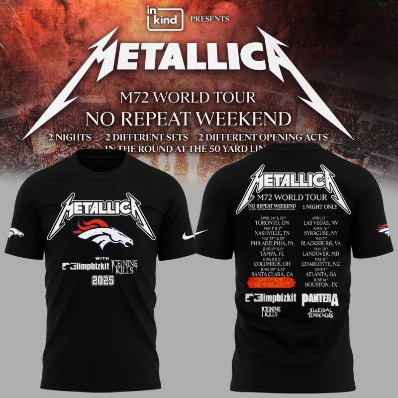 Exclusive Versio M72 World Tour x Denver Broncos Black Tshirt 2025