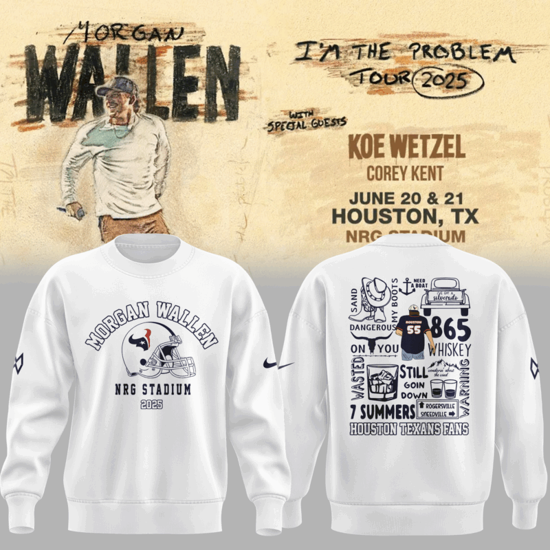 Exclusive Versio Morgan Wallen x Houston Texans White Sweat 2025