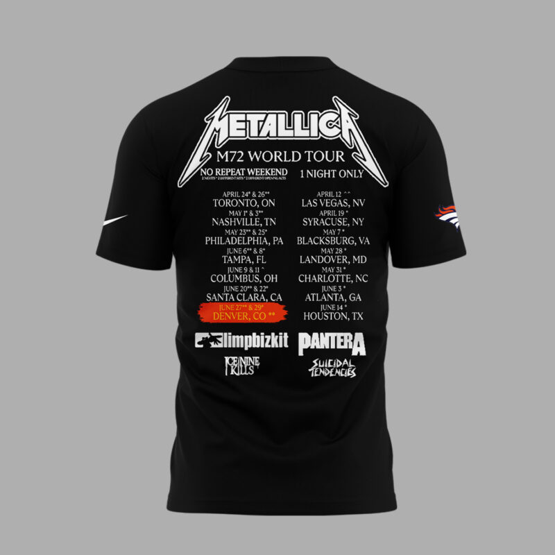 Exclusive Versio M72 World Tour x Denver Broncos Black Tshirt 2025 - Image 3
