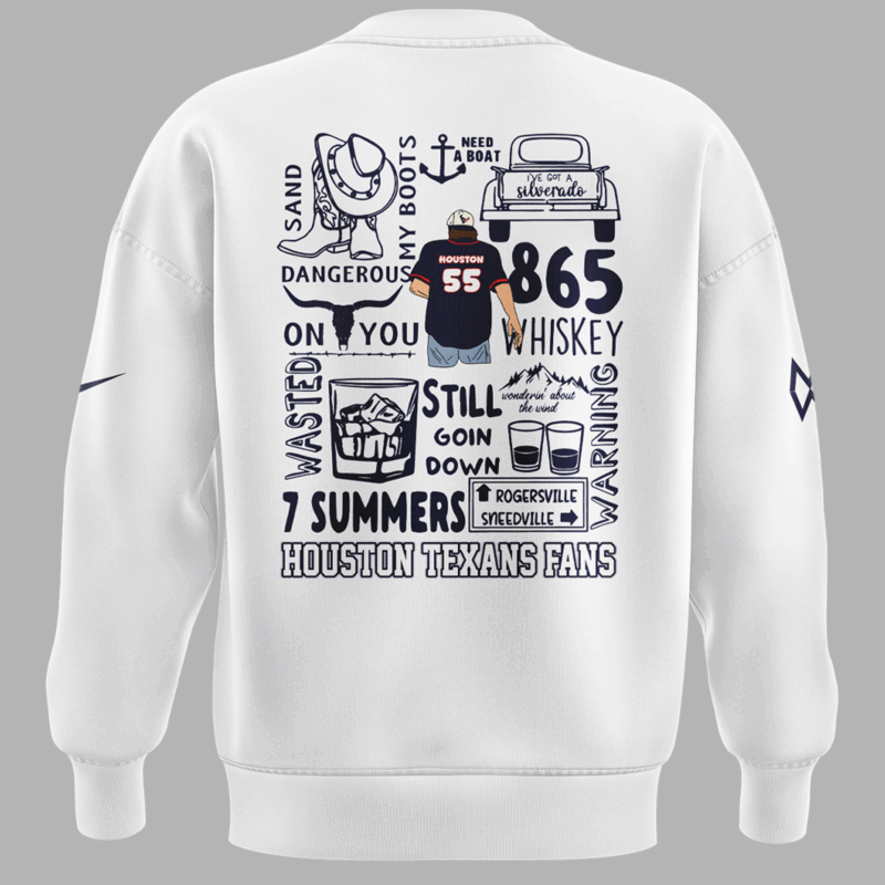 Exclusive Versio Morgan Wallen x Houston Texans White Sweat 2025 - Image 3