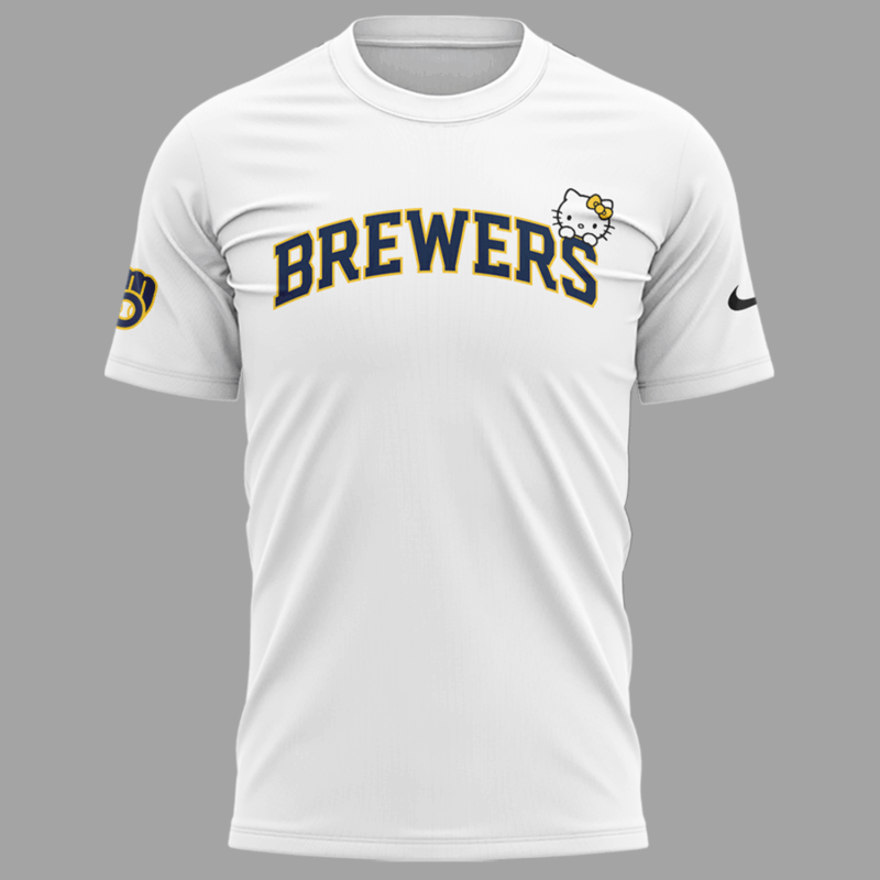 Limited Edition Milwaukee Brewers x Hello Kitty Night Tshirt 2025 - Image 2