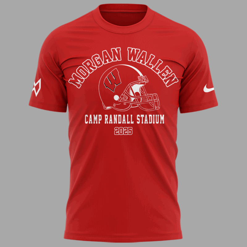 Exclusive Versio Morgan Wallen x Wisconsin Football Red Tshirt 2025 - Image 2