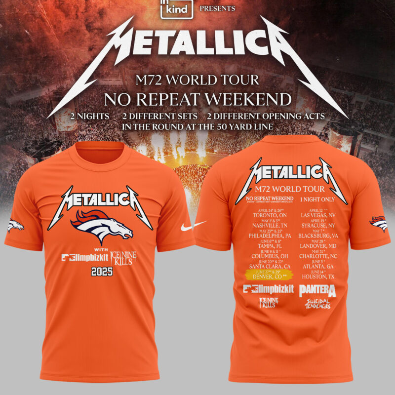 Exclusive Versio M72 World Tour x Denver Broncos Orange Tshirt 2025