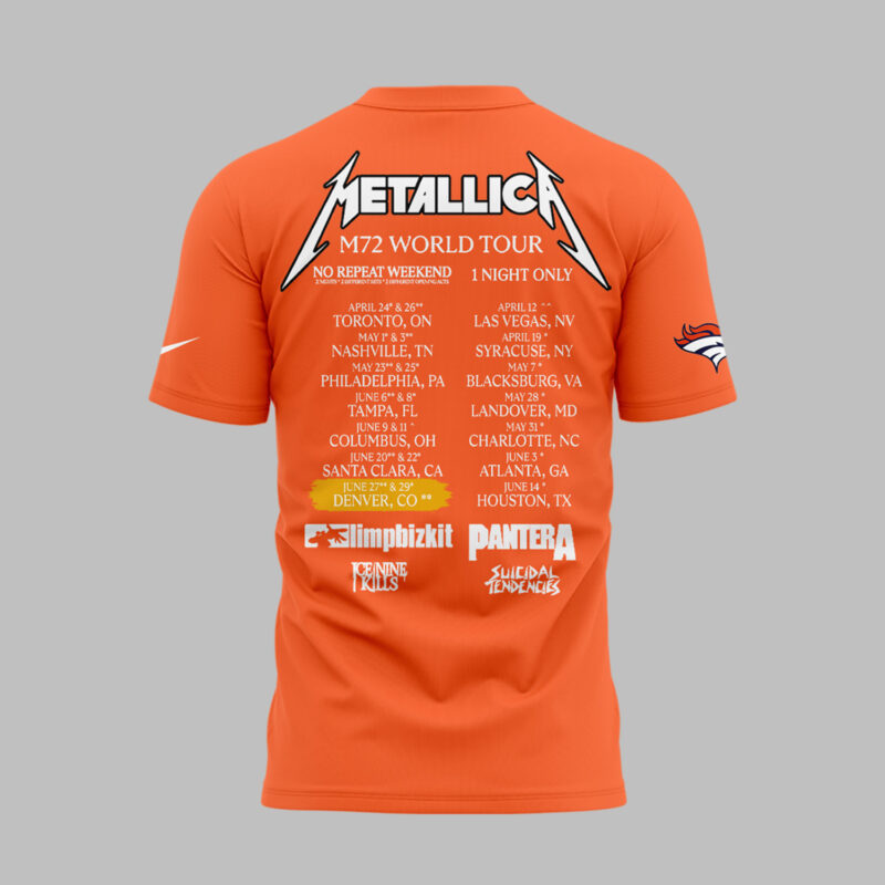 Exclusive Versio M72 World Tour x Denver Broncos Orange Tshirt 2025 - Image 3