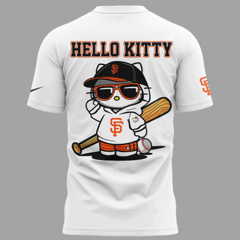 Limited Edition San Francisco Giants x Hello Kitty Night Tshirt 2025 - Image 3