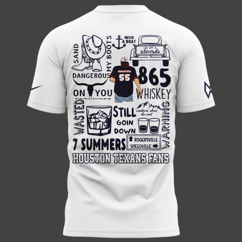 Exclusive Versio Morgan Wallen x Houston Texans White Tshirt 2025 - Image 3