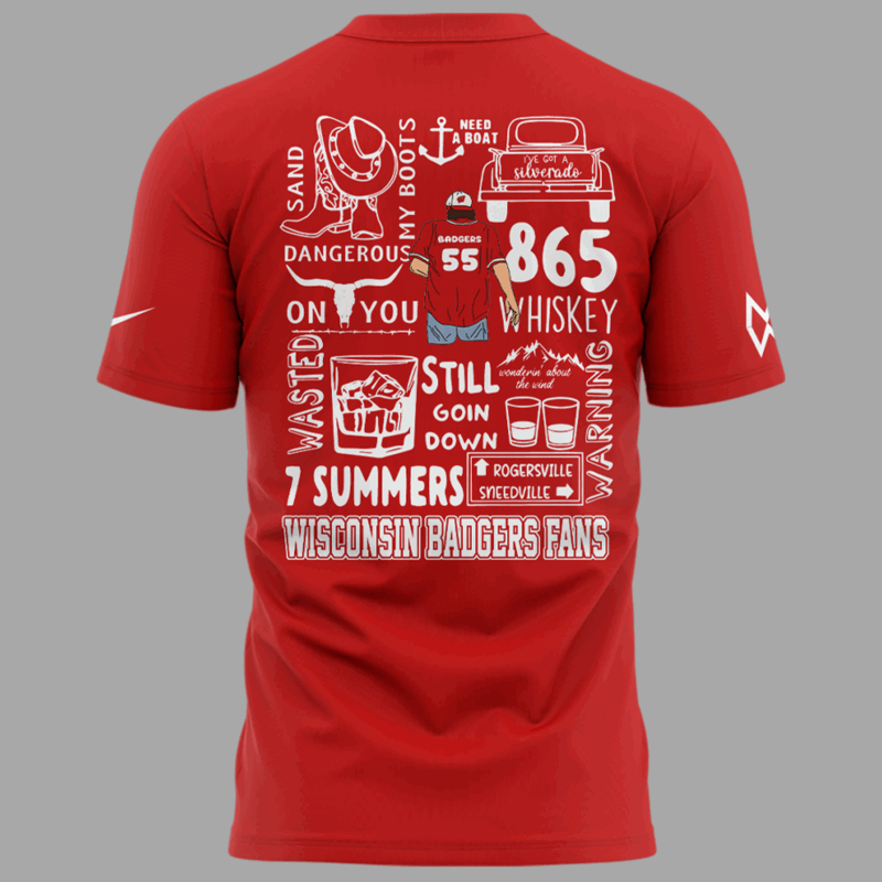 Exclusive Versio Morgan Wallen x Wisconsin Football Red Tshirt 2025 - Image 3