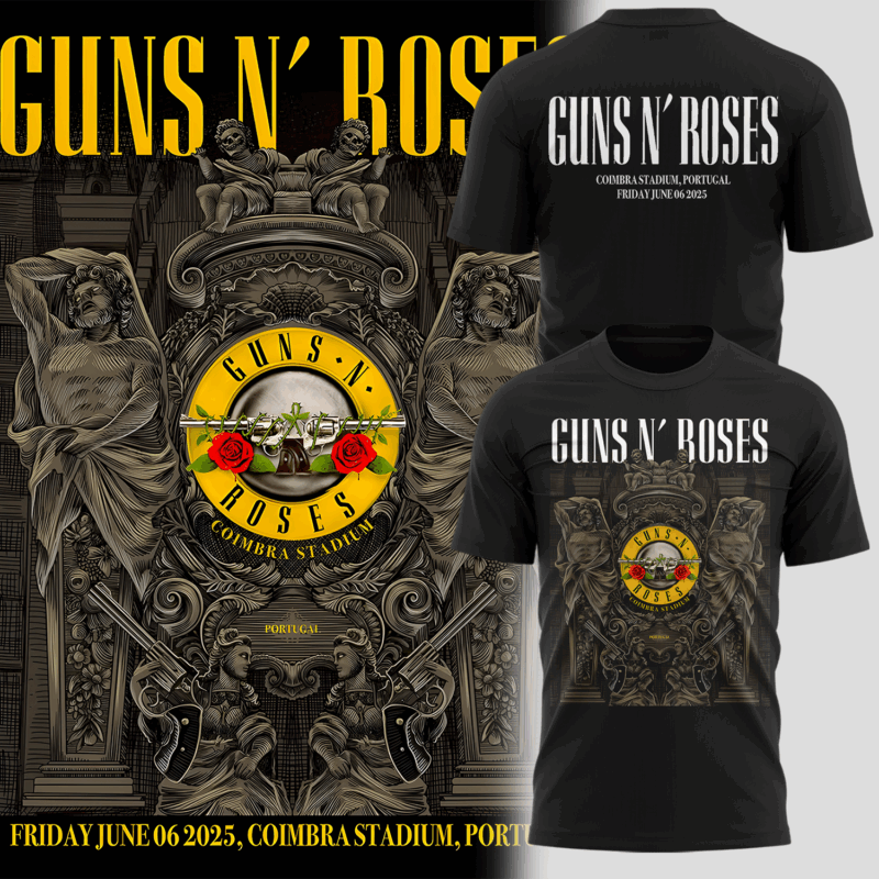 Limited Edition Guns N' Roses World Tour to Portugal 2025 Tshirt