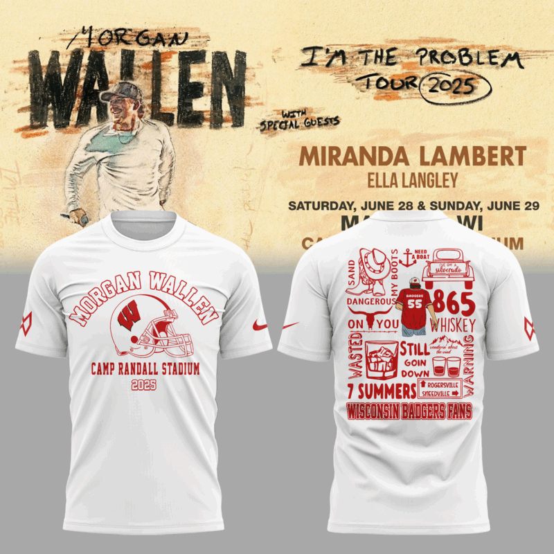 Exclusive Versio Morgan Wallen x Wisconsin Football Tshirt 2025