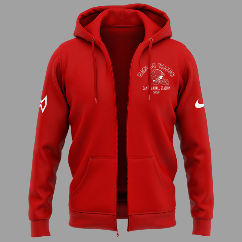 Exclusive Versio Morgan Wallen x Wisconsin Football Red ZipHoodie 2025 - Image 2