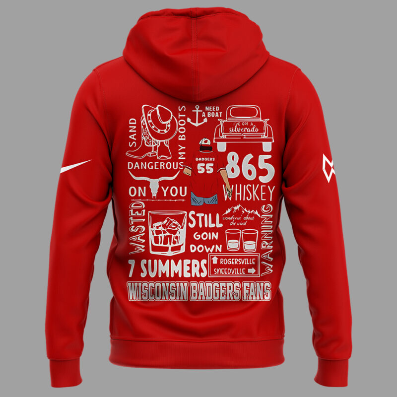 Exclusive Versio Morgan Wallen x Wisconsin Football Red ZipHoodie 2025 - Image 3