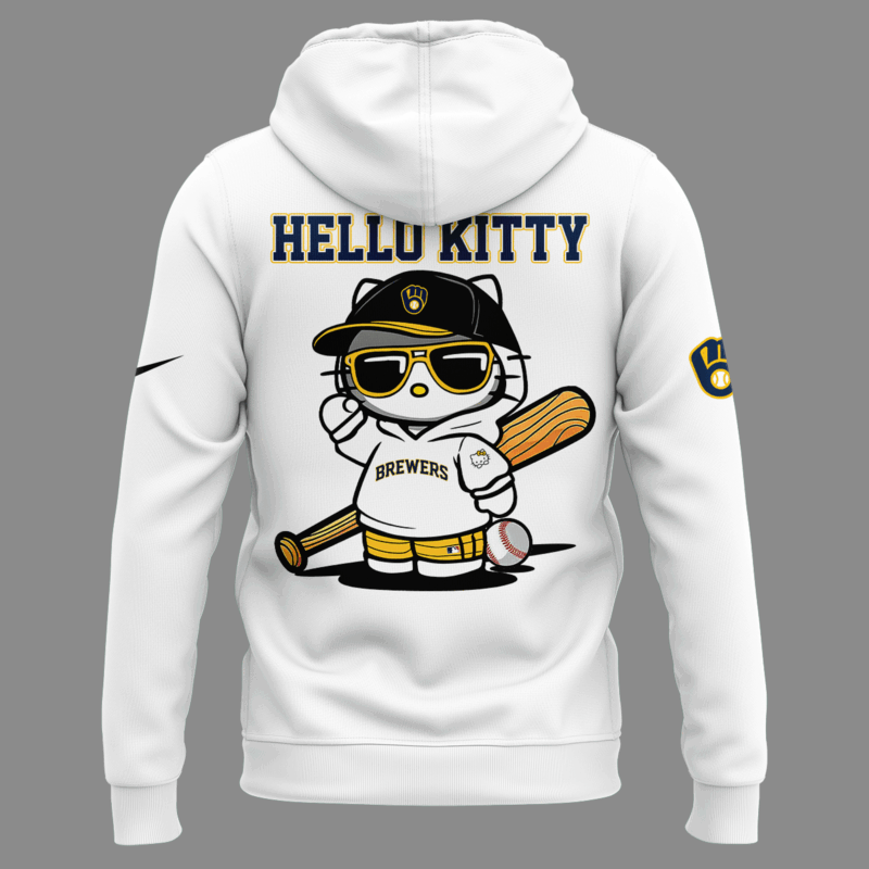 Limited Edition Milwaukee Brewers x Hello Kitty Night Hoodie 2025 - Image 3