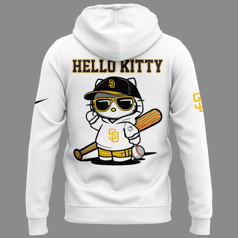 Limited Edition San Diego Padres x Hello Kitty Night Hoodie 2025 - Image 3