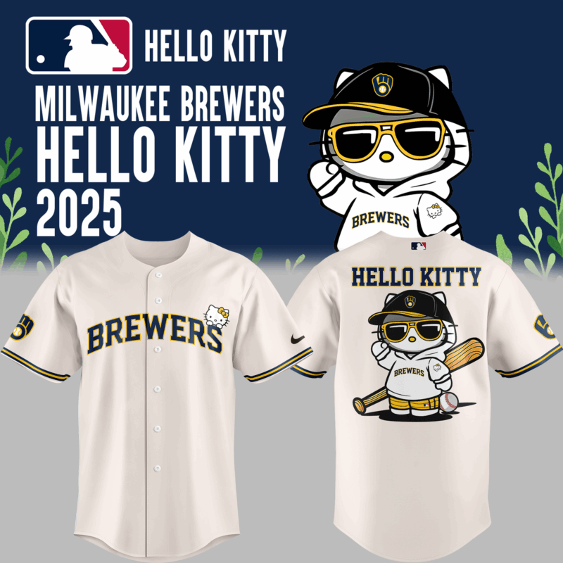 Limited Edition Milwaukee Brewers x Hello Kitty Night Jersey 2025