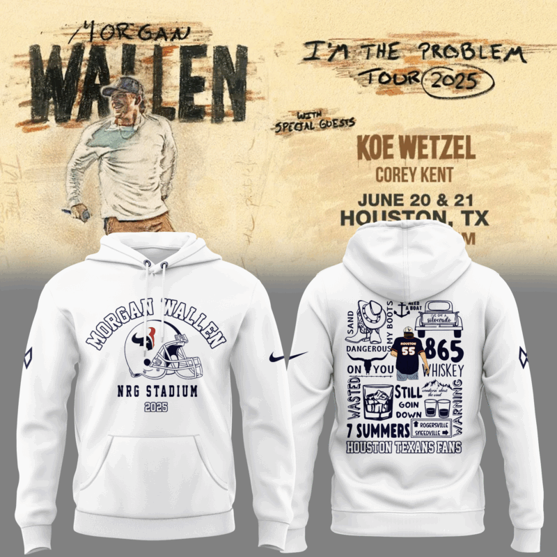 Exclusive Versio Morgan Wallen x Houston Texans White Hoodie 2025
