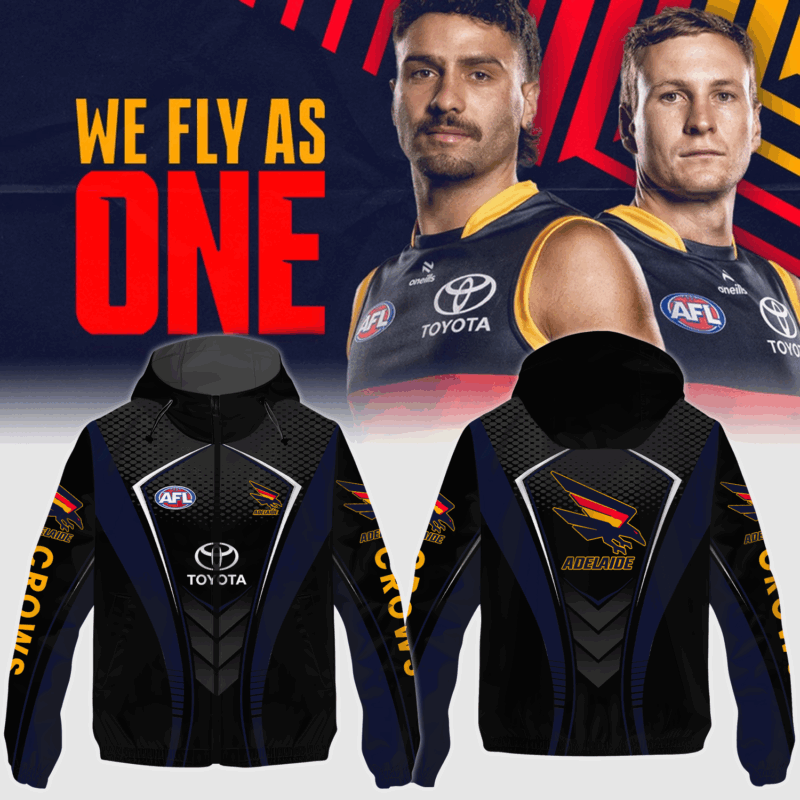 Crows We Fly As One Adelaide Football Club Newest Windbreaker Jacket MO V1