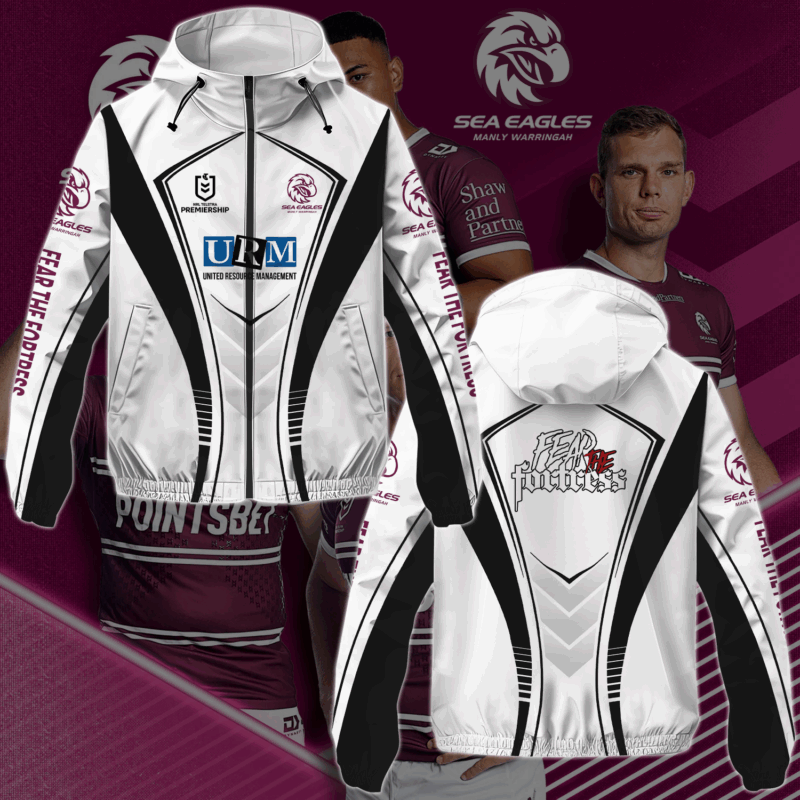 Fear The Fortress Limited Edition Manly Warringah Sea Eagles Newest Windbreaker Jacket MO V3