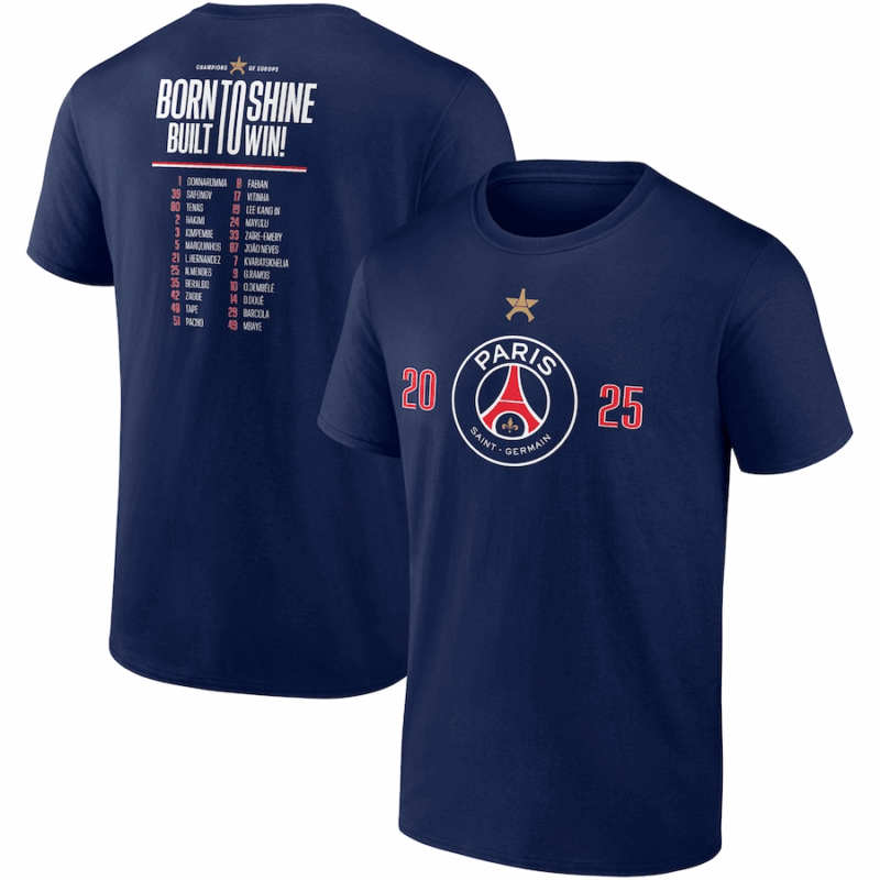 2025 Champions League Winners Roster T-Shirt - Navy