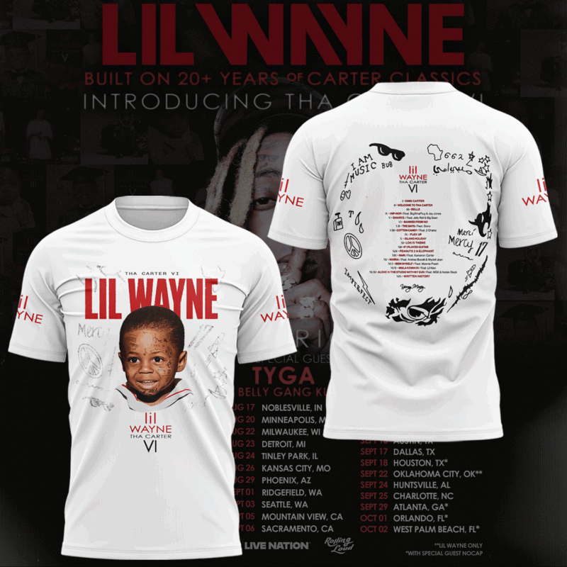 Lil Wayne  NORTH AMERICAN TOUR 2025 tshirt