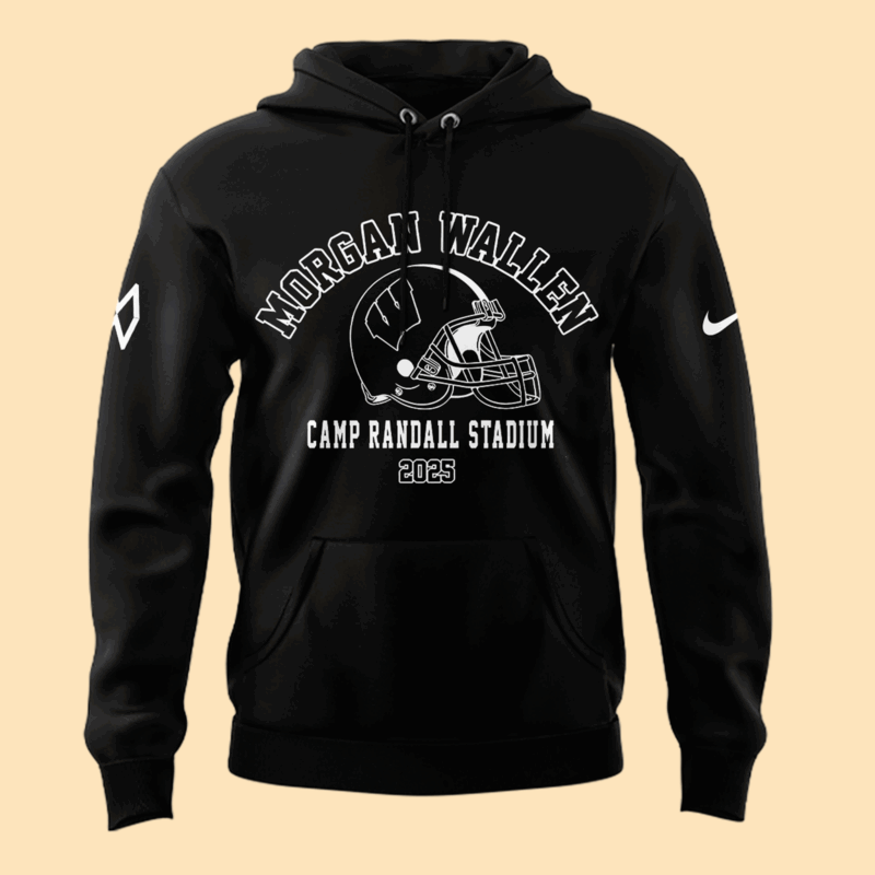 Exclusive Versio Morgan Wallen x Wisconsin Football Black Hoodie 2025 - Image 2