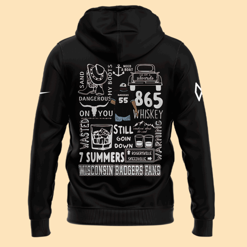 Exclusive Versio Morgan Wallen x Wisconsin Football Black Hoodie 2025 - Image 3