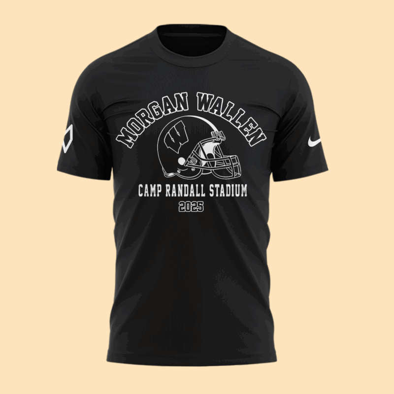 Exclusive Versio Morgan Wallen x Wisconsin Football Black Tshirt 2025 - Image 2