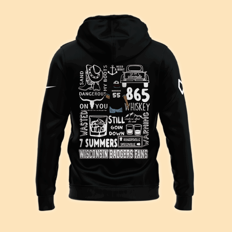 Exclusive Versio Morgan Wallen x Wisconsin Football Black ZipHoodie 2025 - Image 3