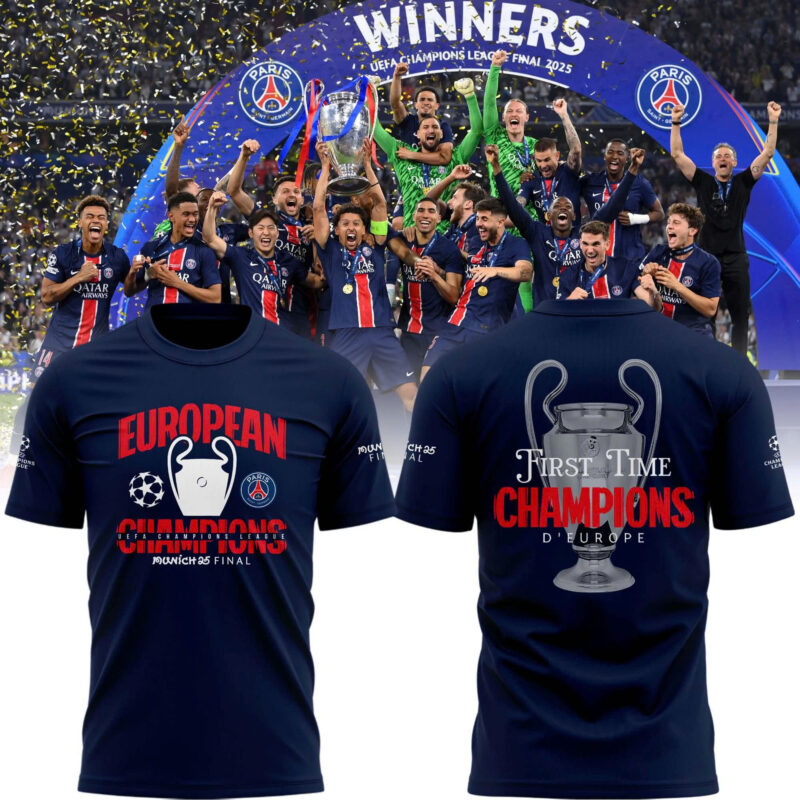 PSG UCL Champions 2025 European Champions Graphic Tshirt - Limited Edition
