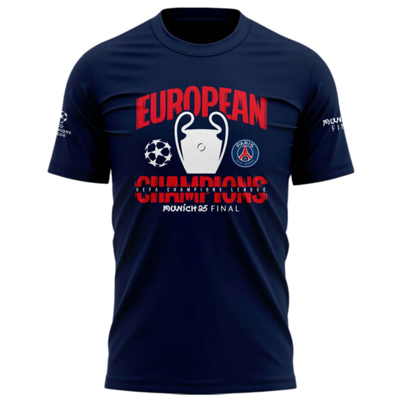 PSG UCL Champions 2025 European Champions Graphic Team Logo Tshirt - Limited Edition - Image 2