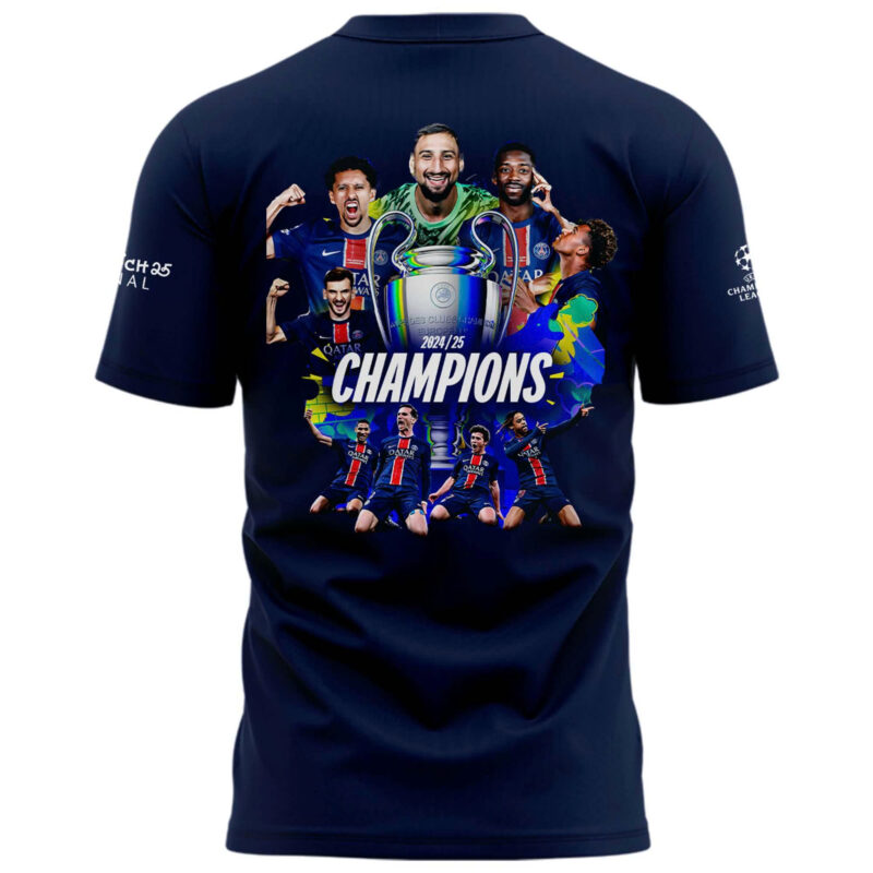 PSG UCL Champions 2025 European Champions Graphic Team Logo Tshirt - Limited Edition - Image 3