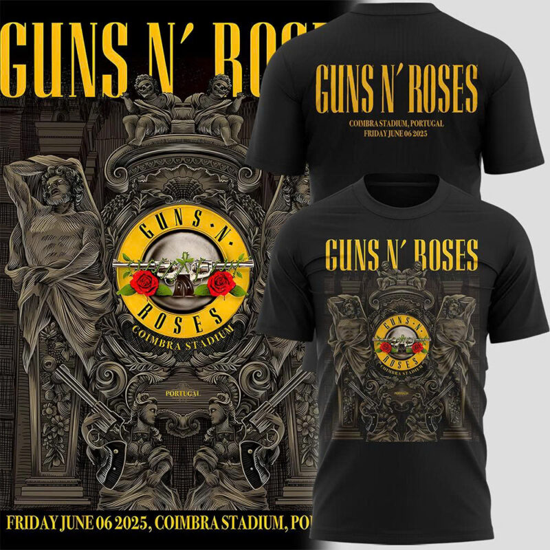 Limited Edition Guns N' Roses World Tour to Portugal 2025 Tshirt